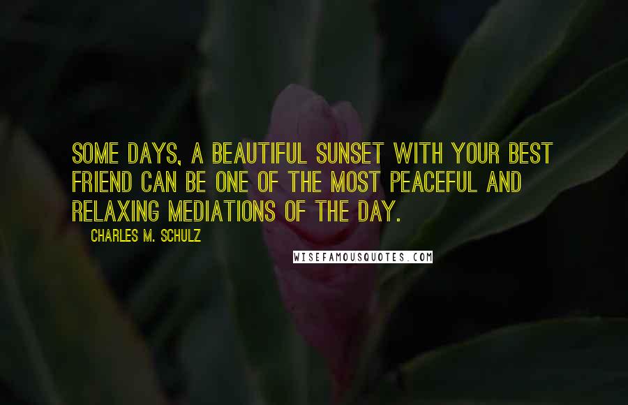 Charles M. Schulz Quotes: Some days, a beautiful sunset with your best friend can be one of the most peaceful and relaxing mediations of the day.