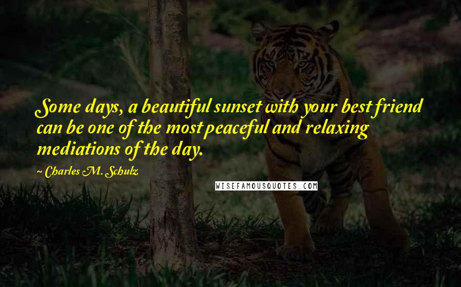 Charles M. Schulz Quotes: Some days, a beautiful sunset with your best friend can be one of the most peaceful and relaxing mediations of the day.