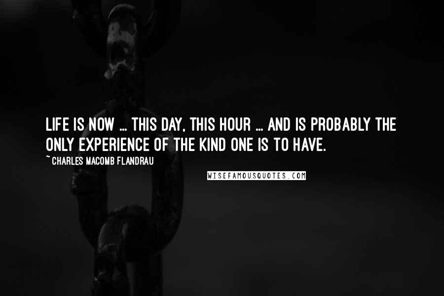 Charles Macomb Flandrau Quotes: Life is now ... this day, this hour ... and is probably the only experience of the kind one is to have.