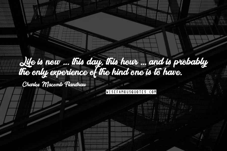 Charles Macomb Flandrau Quotes: Life is now ... this day, this hour ... and is probably the only experience of the kind one is to have.