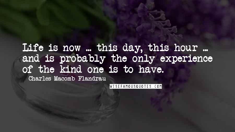 Charles Macomb Flandrau Quotes: Life is now ... this day, this hour ... and is probably the only experience of the kind one is to have.