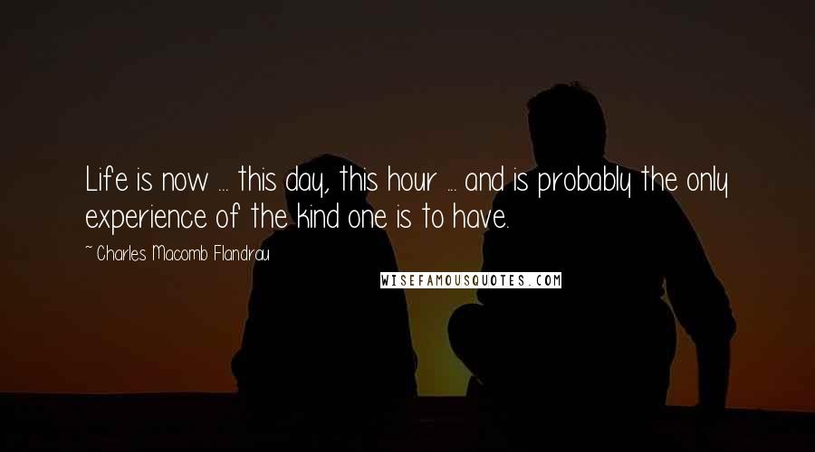 Charles Macomb Flandrau Quotes: Life is now ... this day, this hour ... and is probably the only experience of the kind one is to have.