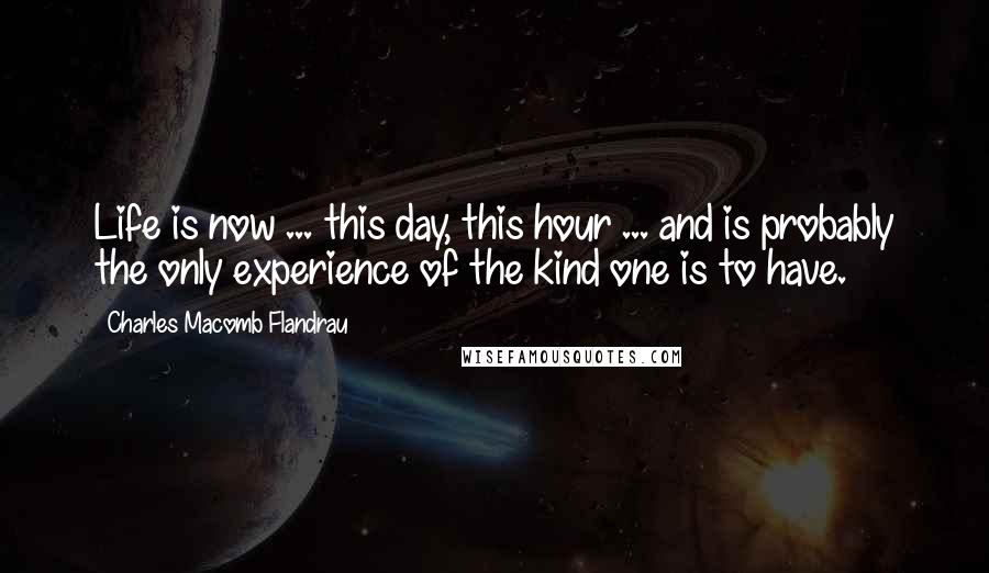 Charles Macomb Flandrau Quotes: Life is now ... this day, this hour ... and is probably the only experience of the kind one is to have.