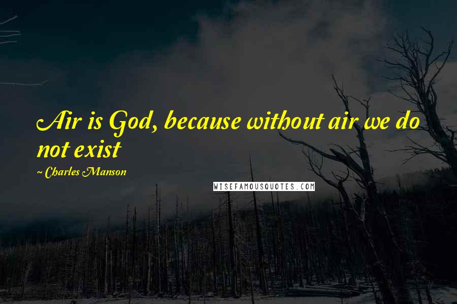 Charles Manson Quotes: Air is God, because without air we do not exist