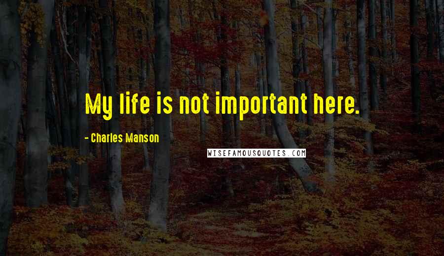 Charles Manson Quotes: My life is not important here.