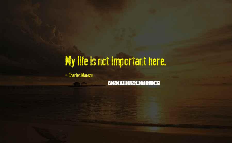 Charles Manson Quotes: My life is not important here.