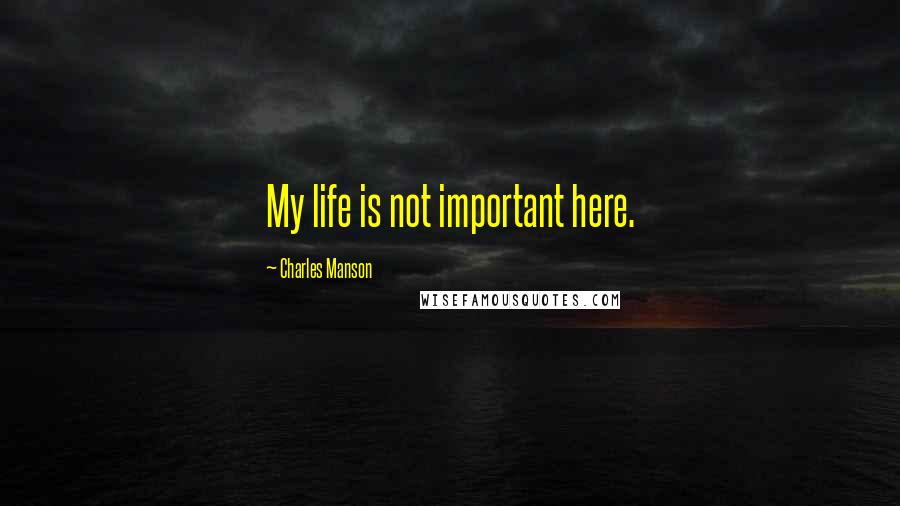 Charles Manson Quotes: My life is not important here.