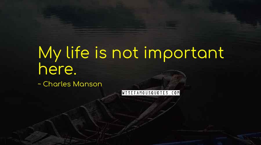 Charles Manson Quotes: My life is not important here.