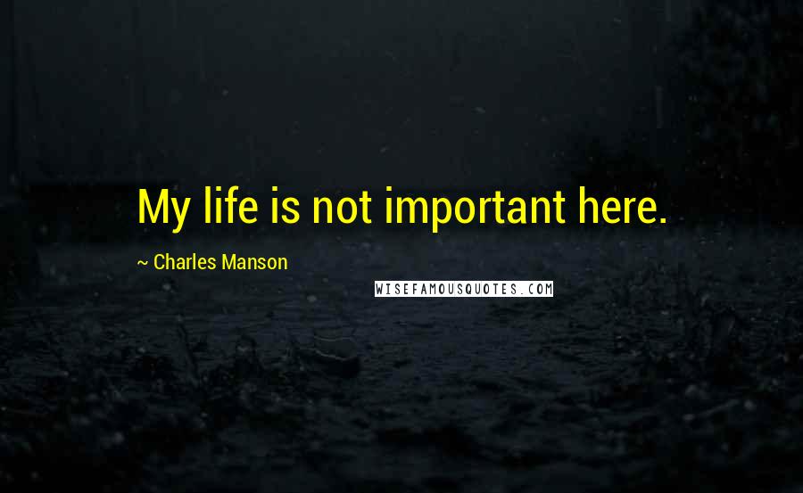 Charles Manson Quotes: My life is not important here.