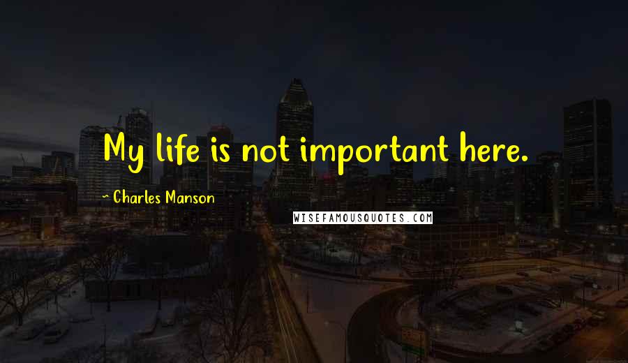 Charles Manson Quotes: My life is not important here.