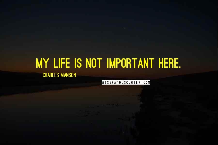 Charles Manson Quotes: My life is not important here.