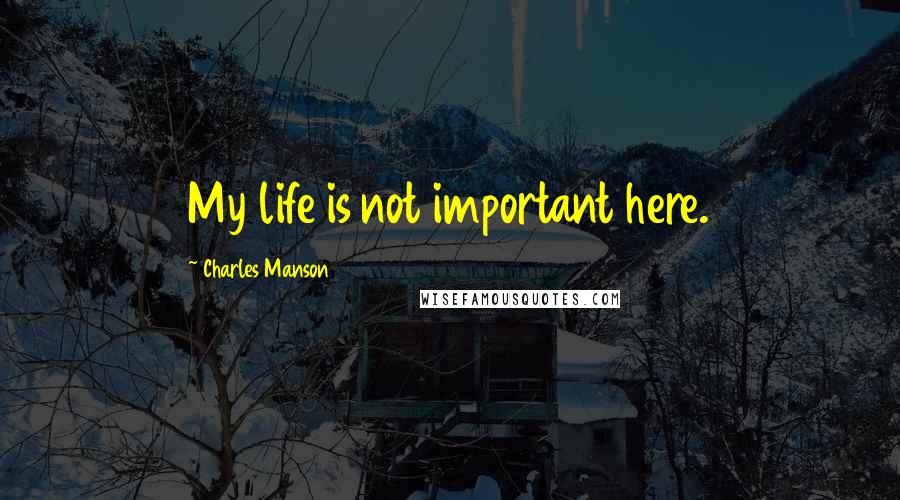Charles Manson Quotes: My life is not important here.