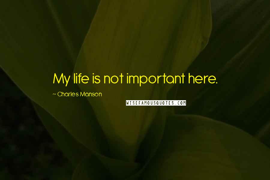 Charles Manson Quotes: My life is not important here.