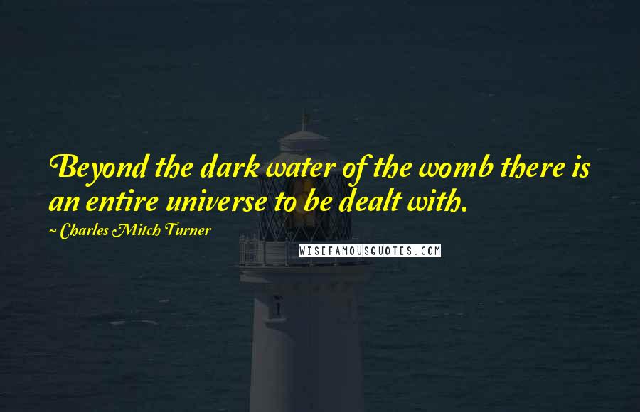 Charles Mitch Turner Quotes: Beyond the dark water of the womb there is an entire universe to be dealt with.