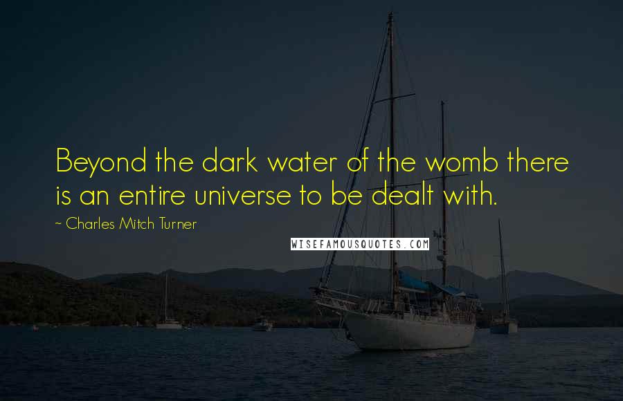 Charles Mitch Turner Quotes: Beyond the dark water of the womb there is an entire universe to be dealt with.