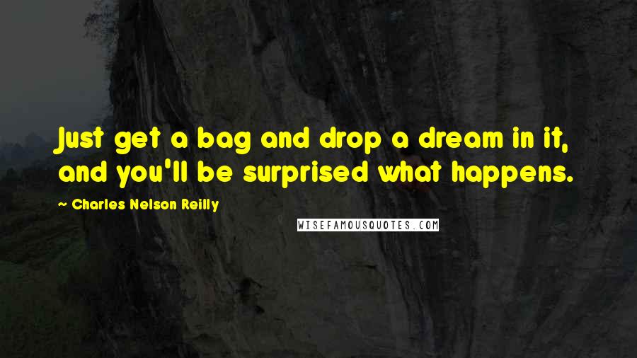 Charles Nelson Reilly Quotes: Just get a bag and drop a dream in it, and you'll be surprised what happens.