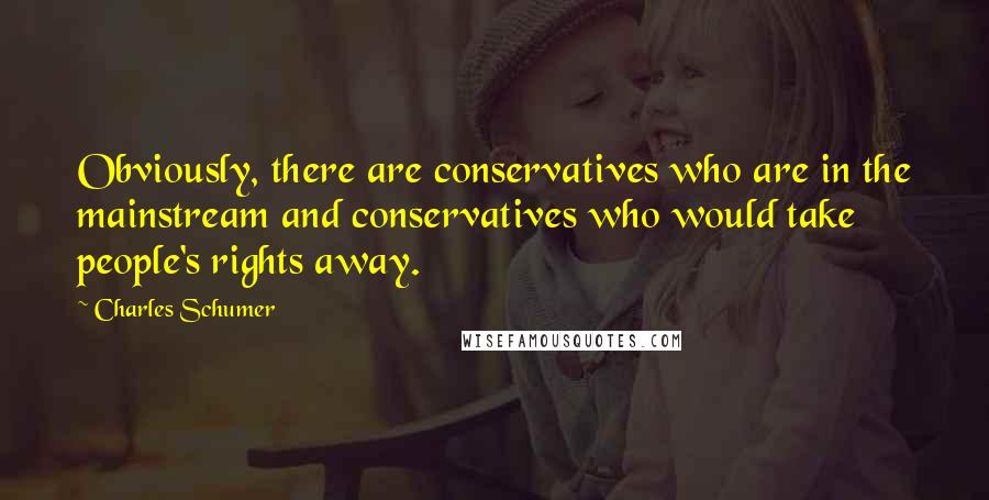 Charles Schumer Quotes: Obviously, there are conservatives who are in the mainstream and conservatives who would take people's rights away.