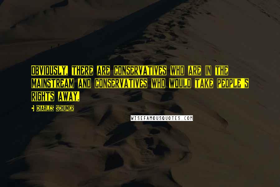 Charles Schumer Quotes: Obviously, there are conservatives who are in the mainstream and conservatives who would take people's rights away.