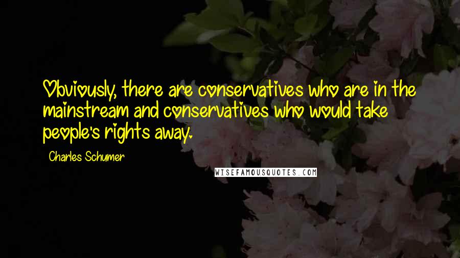 Charles Schumer Quotes: Obviously, there are conservatives who are in the mainstream and conservatives who would take people's rights away.