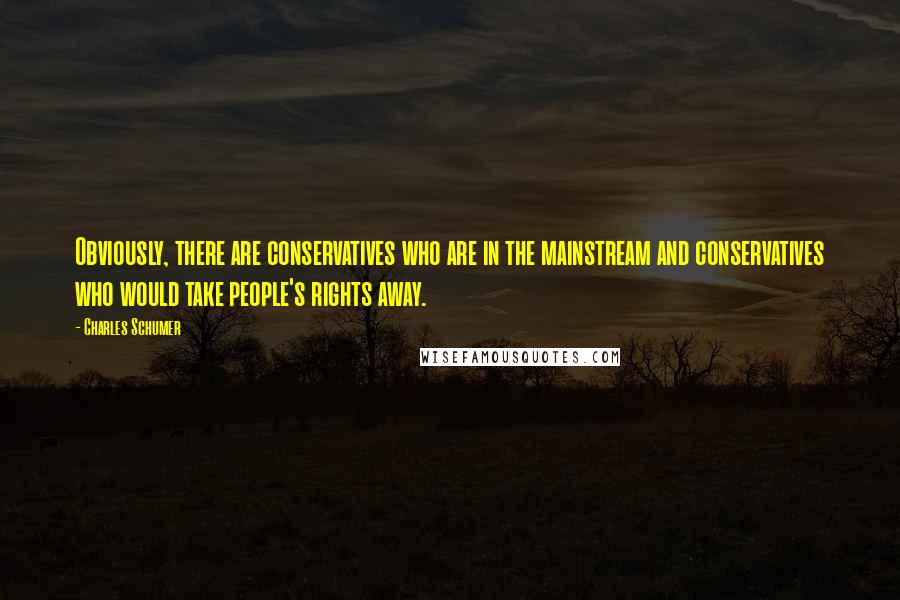 Charles Schumer Quotes: Obviously, there are conservatives who are in the mainstream and conservatives who would take people's rights away.