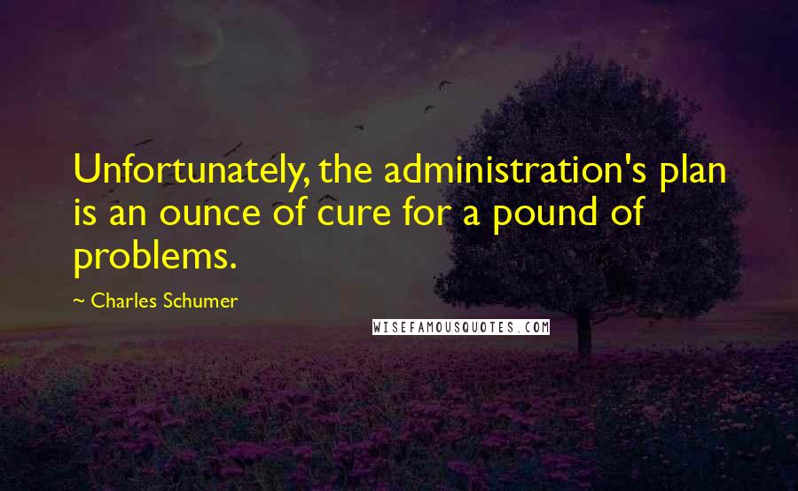 Charles Schumer Quotes: Unfortunately, the administration's plan is an ounce of cure for a pound of problems.