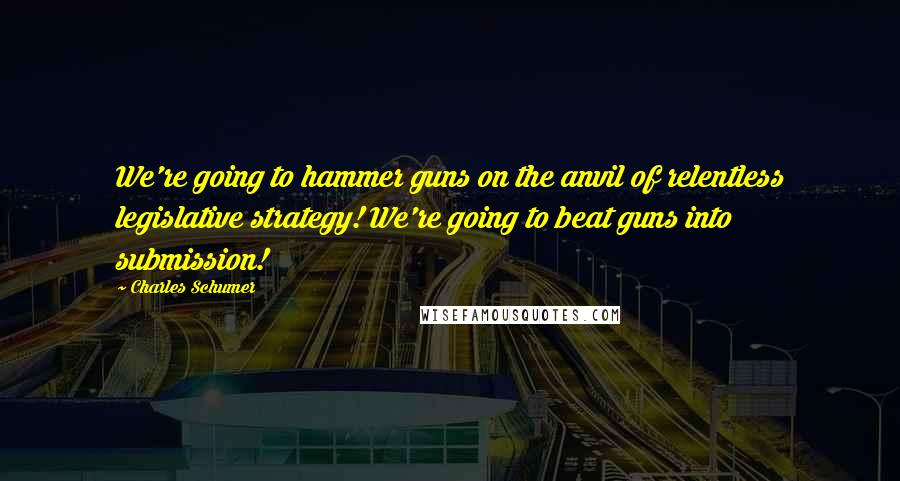 Charles Schumer Quotes: We're going to hammer guns on the anvil of relentless legislative strategy! We're going to beat guns into submission!