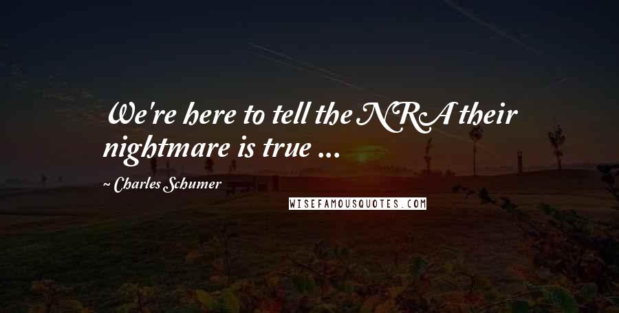 Charles Schumer Quotes: We're here to tell the NRA their nightmare is true ...