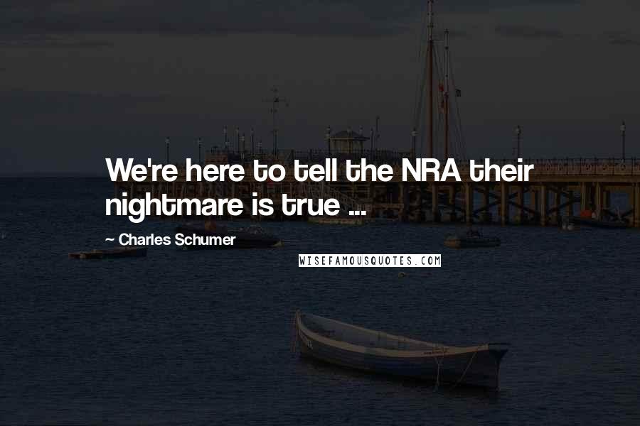 Charles Schumer Quotes: We're here to tell the NRA their nightmare is true ...