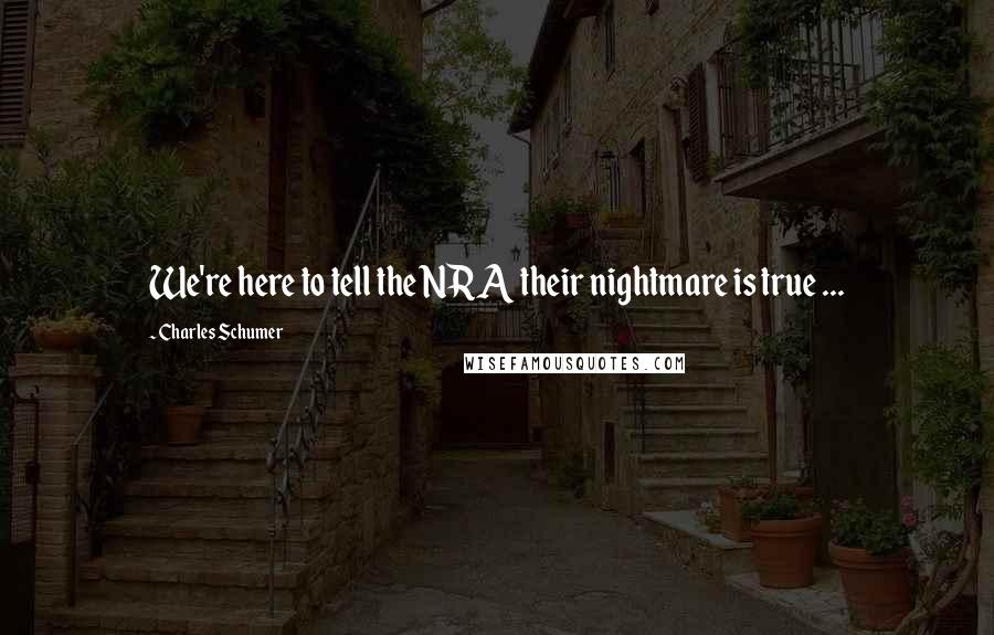 Charles Schumer Quotes: We're here to tell the NRA their nightmare is true ...