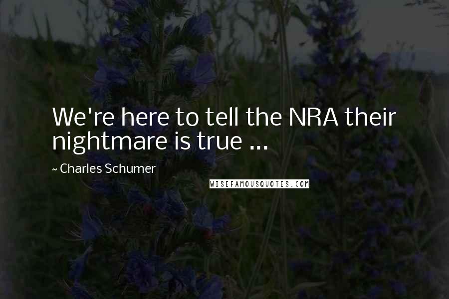 Charles Schumer Quotes: We're here to tell the NRA their nightmare is true ...