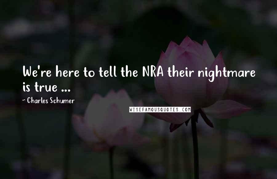 Charles Schumer Quotes: We're here to tell the NRA their nightmare is true ...