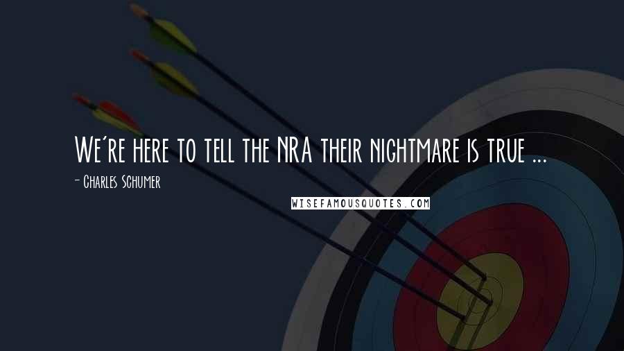 Charles Schumer Quotes: We're here to tell the NRA their nightmare is true ...