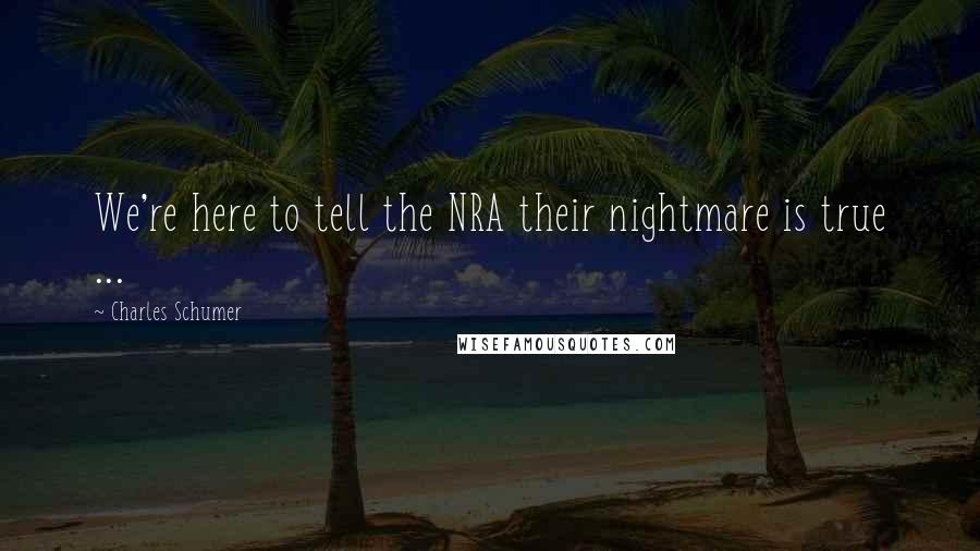 Charles Schumer Quotes: We're here to tell the NRA their nightmare is true ...