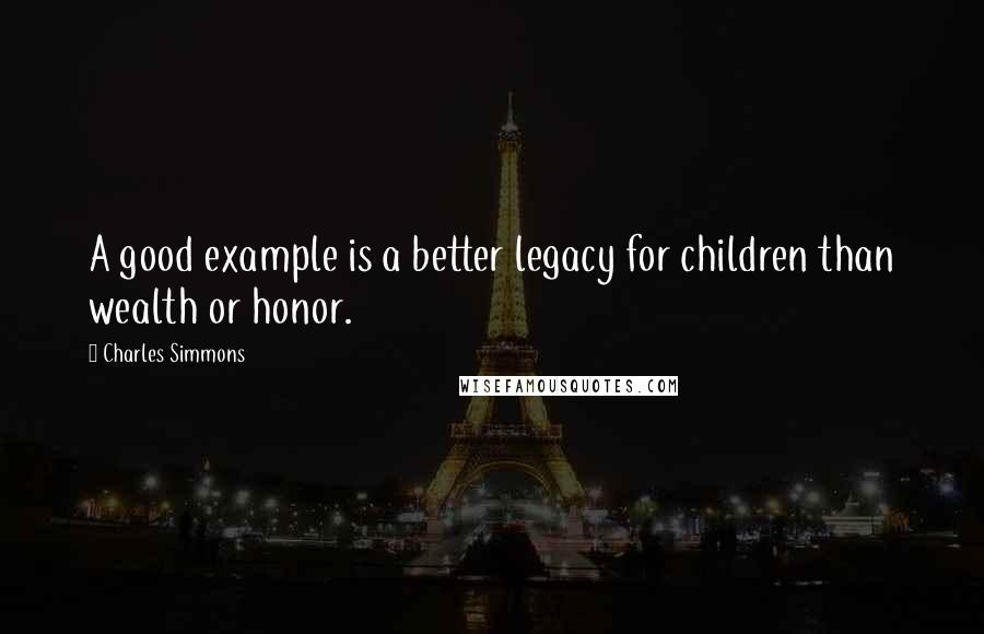 Charles Simmons Quotes: A good example is a better legacy for children than wealth or honor.