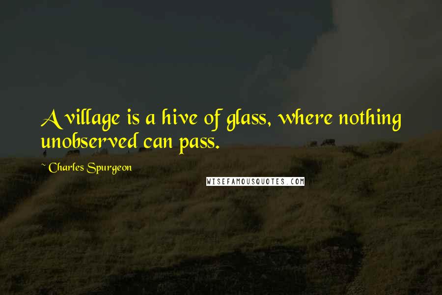 Charles Spurgeon Quotes: A village is a hive of glass, where nothing unobserved can pass.