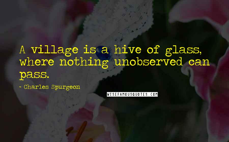 Charles Spurgeon Quotes: A village is a hive of glass, where nothing unobserved can pass.