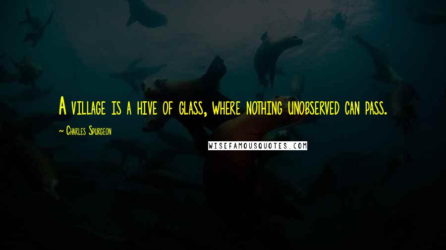 Charles Spurgeon Quotes: A village is a hive of glass, where nothing unobserved can pass.