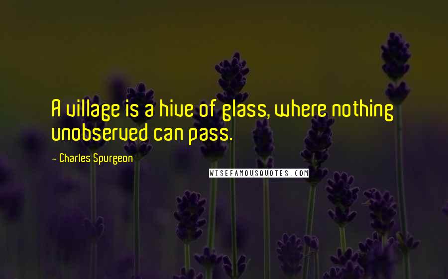 Charles Spurgeon Quotes: A village is a hive of glass, where nothing unobserved can pass.
