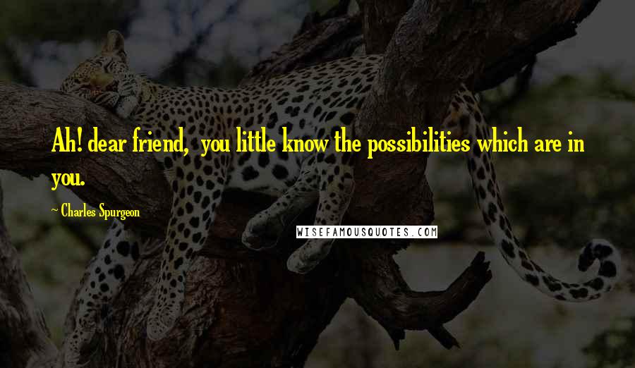 Charles Spurgeon Quotes: Ah! dear friend, you little know the possibilities which are in you.