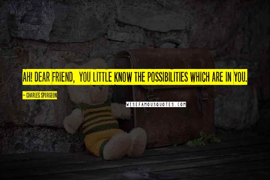 Charles Spurgeon Quotes: Ah! dear friend, you little know the possibilities which are in you.