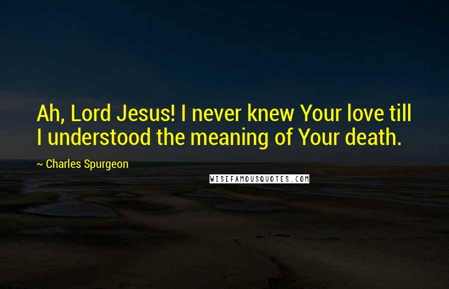 Charles Spurgeon Quotes: Ah, Lord Jesus! I never knew Your love till I understood the meaning of Your death.