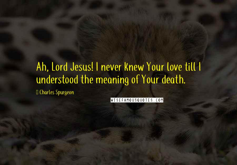 Charles Spurgeon Quotes: Ah, Lord Jesus! I never knew Your love till I understood the meaning of Your death.
