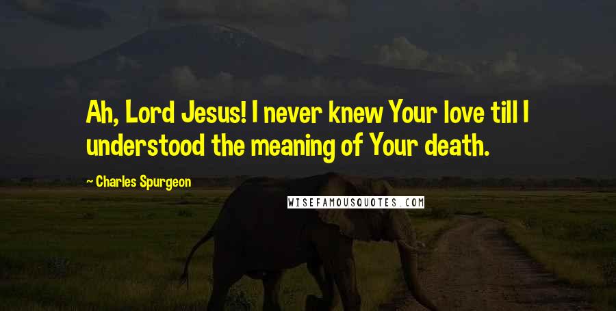 Charles Spurgeon Quotes: Ah, Lord Jesus! I never knew Your love till I understood the meaning of Your death.