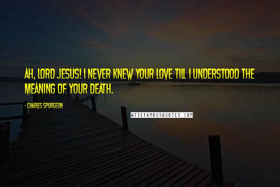 Charles Spurgeon Quotes: Ah, Lord Jesus! I never knew Your love till I understood the meaning of Your death.