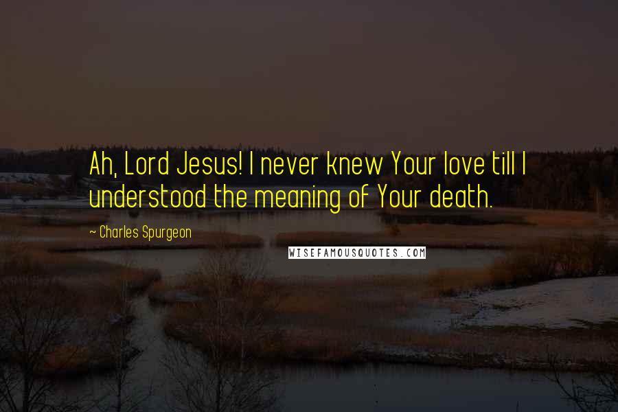 Charles Spurgeon Quotes: Ah, Lord Jesus! I never knew Your love till I understood the meaning of Your death.