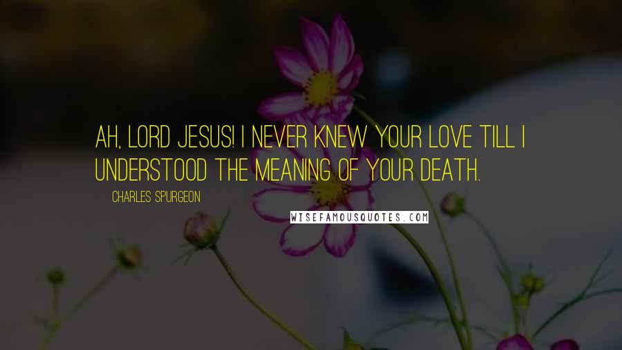 Charles Spurgeon Quotes: Ah, Lord Jesus! I never knew Your love till I understood the meaning of Your death.