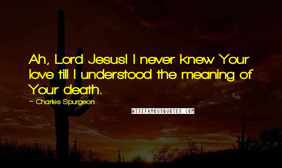 Charles Spurgeon Quotes: Ah, Lord Jesus! I never knew Your love till I understood the meaning of Your death.