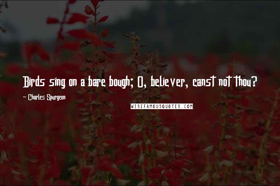 Charles Spurgeon Quotes: Birds sing on a bare bough; O, believer, canst not thou?