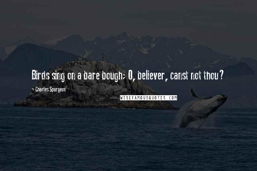 Charles Spurgeon Quotes: Birds sing on a bare bough; O, believer, canst not thou?