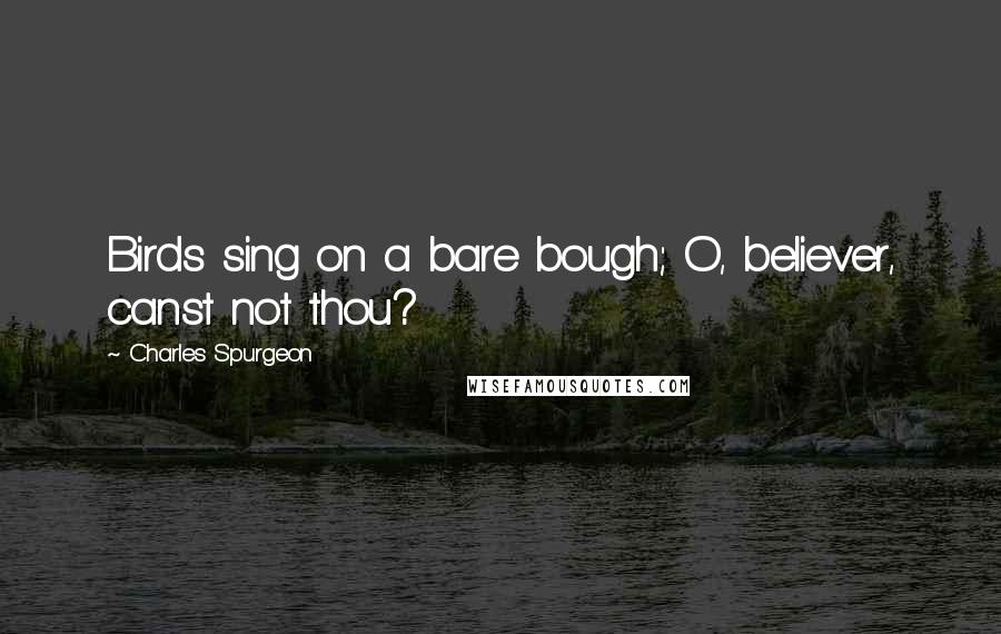 Charles Spurgeon Quotes: Birds sing on a bare bough; O, believer, canst not thou?